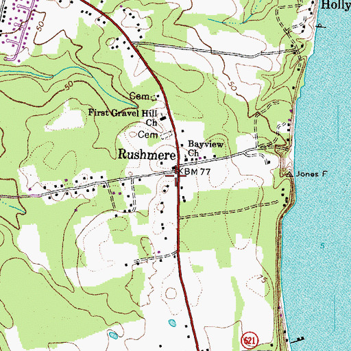 Topographic Map of Rushmere Volunteer Fire Department, VA