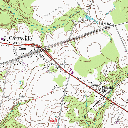 Topographic Map of Carrsville Volunteer Fire Department, VA