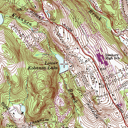 Topographic Map of Lower Kohanza Lake, CT