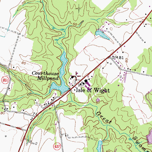Topographic Map of Isle of Wight County Sheriff's Office, VA