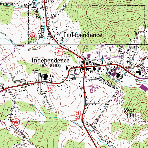 Topographic Map of Independence Volunteer Rescue Squad, VA