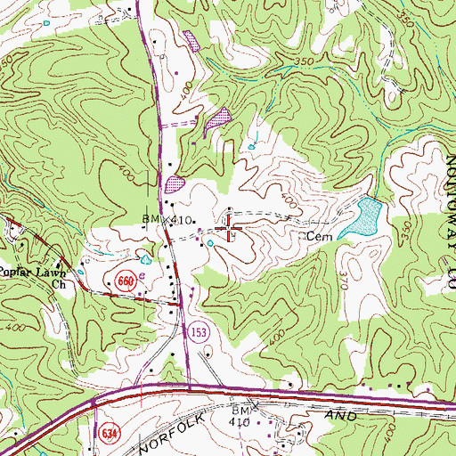 Topographic Map of Greensville Volunteer Rescue Squad, VA