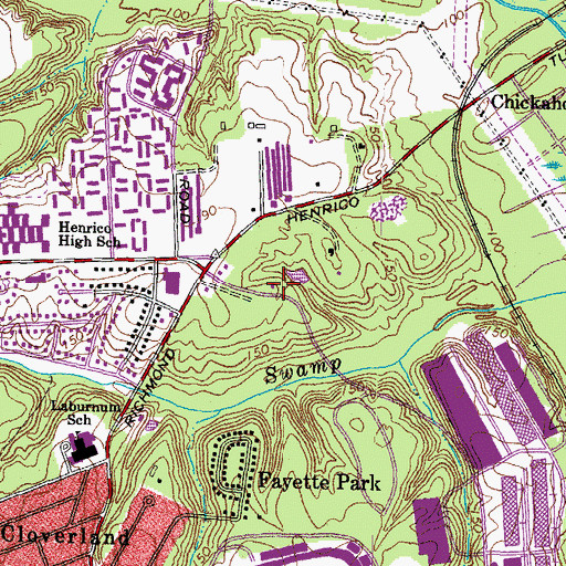 Topographic Map of Henrico County Fire Station 1, VA