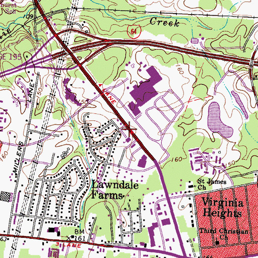 Topographic Map of Henrico County Firehouse 6, VA