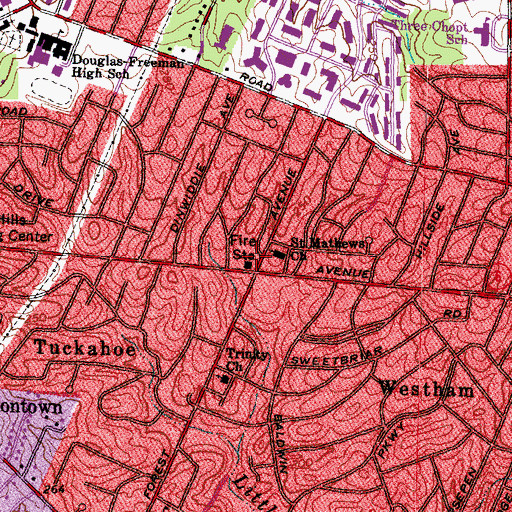 Topographic Map of Henrico County Firehouse 8, VA