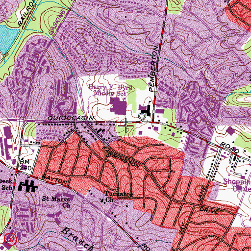 Topographic Map of Henrico County Firehouse 9, VA