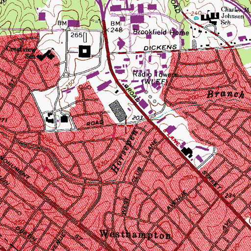 Topographic Map of Henrico County Fire Station 10, VA