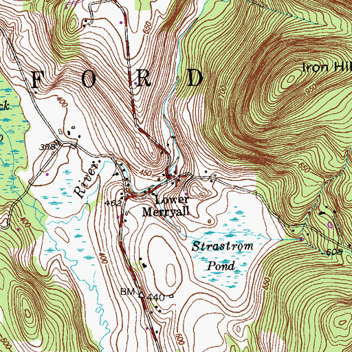 Topographic Map of Lower Merryall, CT