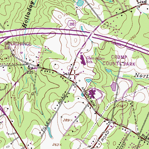 Topographic Map of Henrico County Fire Station 15, VA