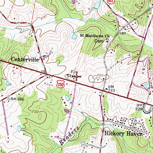 Topographic Map of Goochland County Volunteer Fire and Rescue Company 3 Centerville, VA