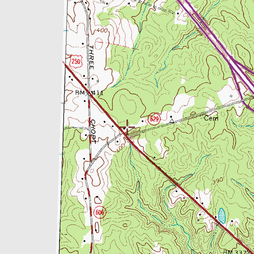 Topographic Map of Goochland County Volunteer Fire and Rescue Company 6 Hadensville, VA
