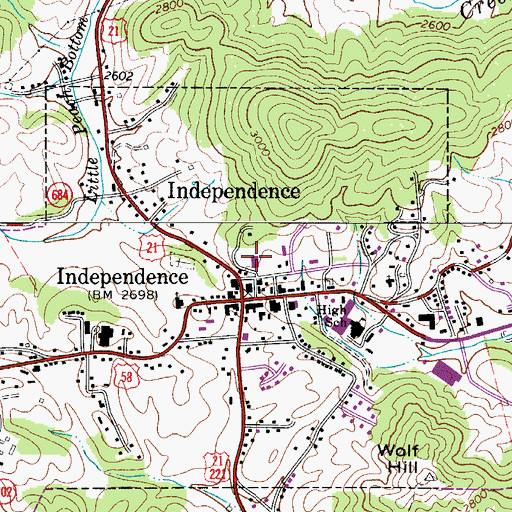 Topographic Map of Grayson County Sheriff's Department, VA