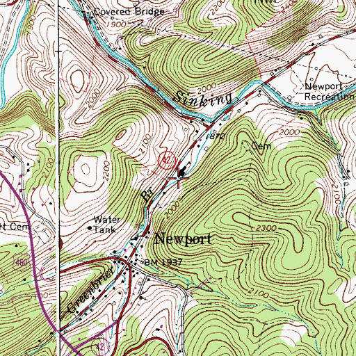 Topographic Map of Newport Volunteer Rescue Squad, VA