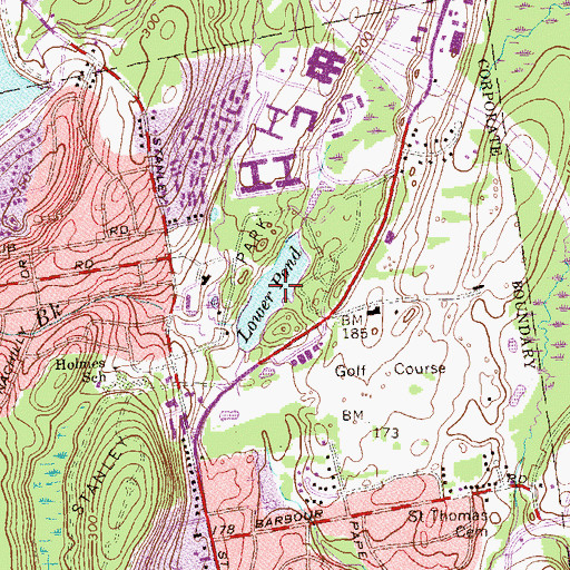 Topographic Map of Lower Pond, CT
