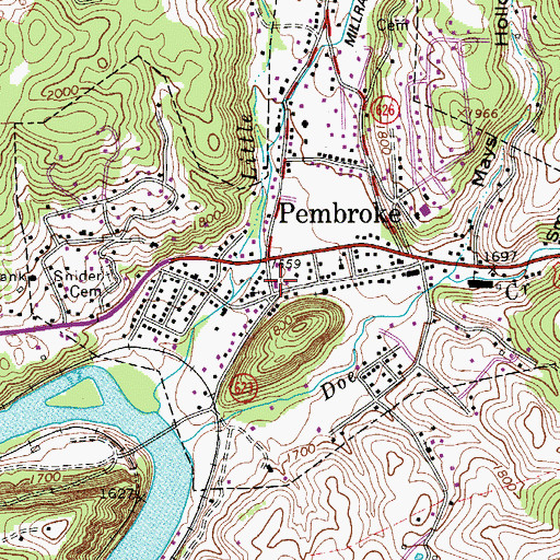 Topographic Map of Pembroke Volunteer Fire Department, VA