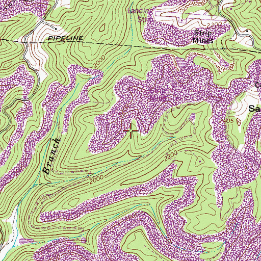Topographic Map of Narrows Police Department, VA