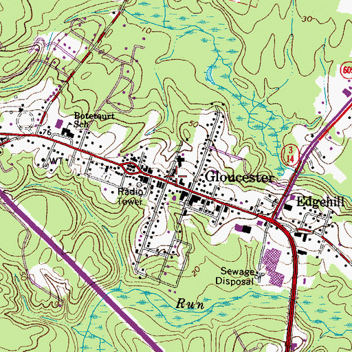Topographic Map of Gloucester Volunteer Fire and Rescue Station 1, VA