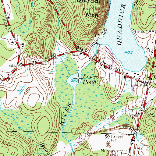 Topographic Map of Lower Pond, CT