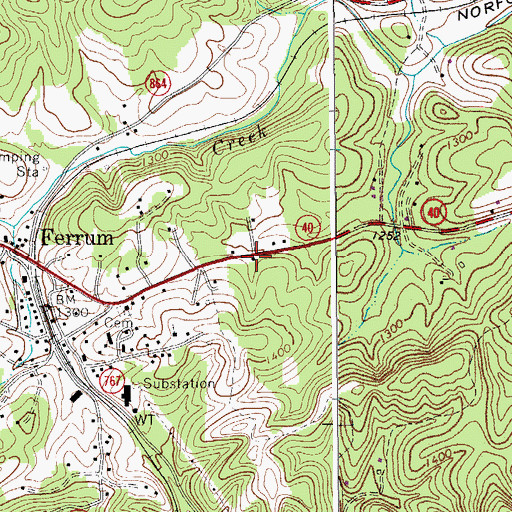Topographic Map of Ferrum Rescue Squad - Squad 3, VA