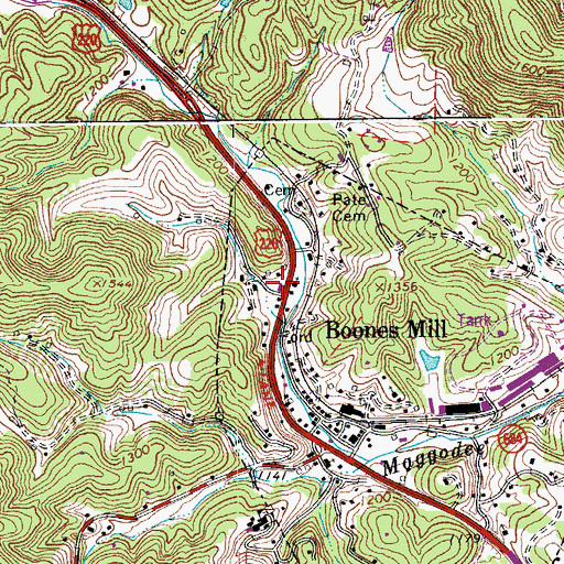 Topographic Map of Boones Mill Volunteer Fire Department Company 7, VA