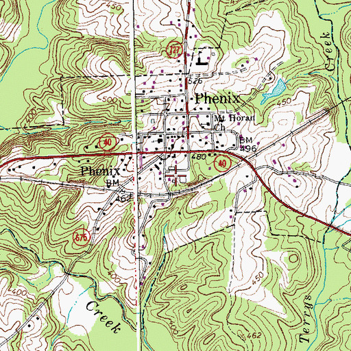 Topographic Map of Phenix Volunteer Fire Department, VA