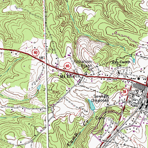 Topographic Map of Charlotte County Volunteer Rescue Squad Station 1, VA
