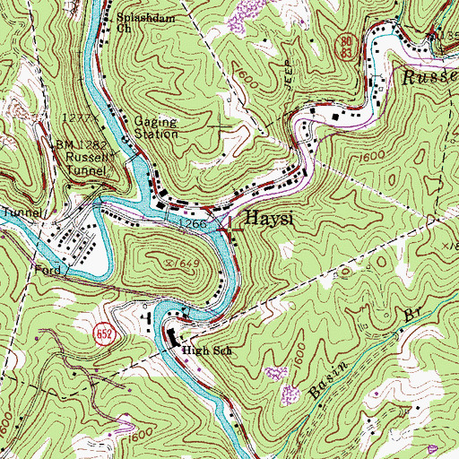 Topographic Map of Haysi Volunteer Fire Department, VA