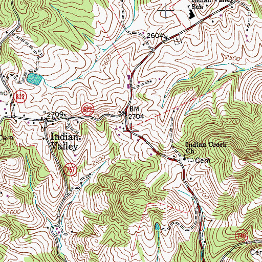 Topographic Map of Floyd County Volunteer Fire Department 4, VA
