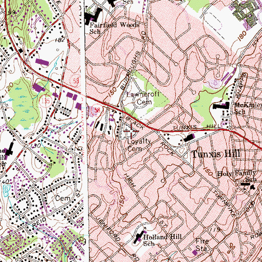 Topographic Map of Loyalty Cemetery, CT