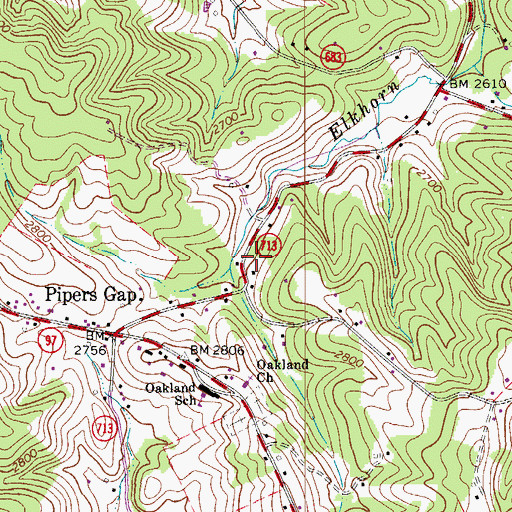 Topographic Map of Pipers Gap Rescue Squad, VA