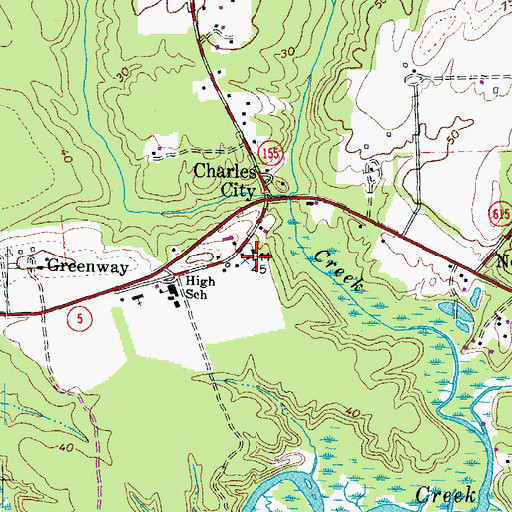 Topographic Map of Charles City County Sheriff's Office, VA