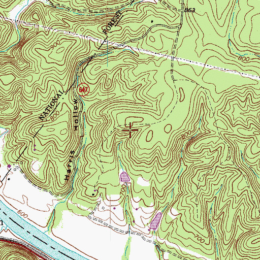 Topographic Map of Lyn Dan Heights Volunteer Fire Department, VA