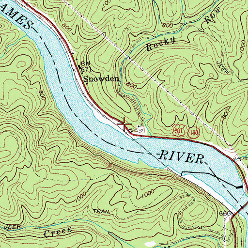 Topographic Map of Appomattox County Sheriffs Office, VA