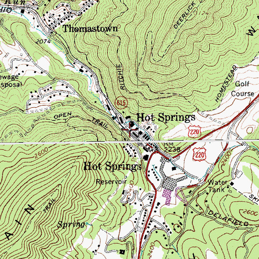Topographic Map of Hot Springs Volunteer Rescue Squad, VA