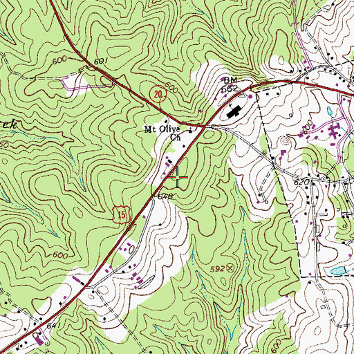 Topographic Map of Dillwyn Volunteer Fire Department, VA
