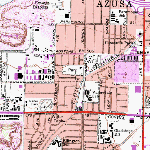 Topographic Map of Kingdom Hall of Jehovahs Witnesses, CA