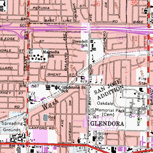Topographic Map of Village Covenant Church, CA