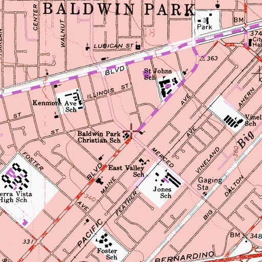 Topographic Map of New Life Baptist Church, CA