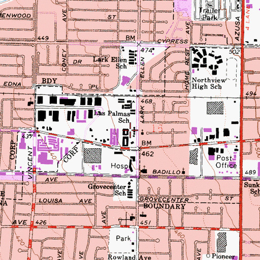 Topographic Map of Church of Christ, CA
