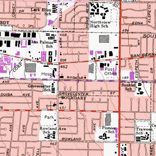 Topographic Map of Unity Church of the Foothills, CA
