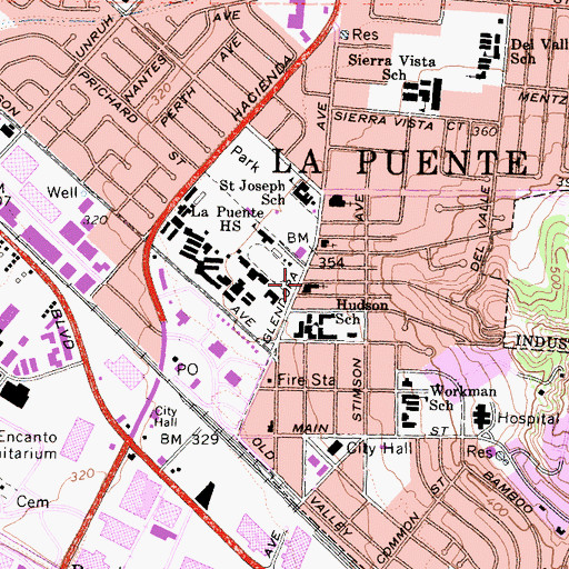 Topographic Map of Calvary Baptist Church, CA