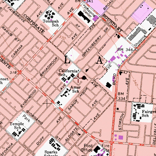 Topographic Map of Church of Jesus Christ of Latter Day Saints, CA