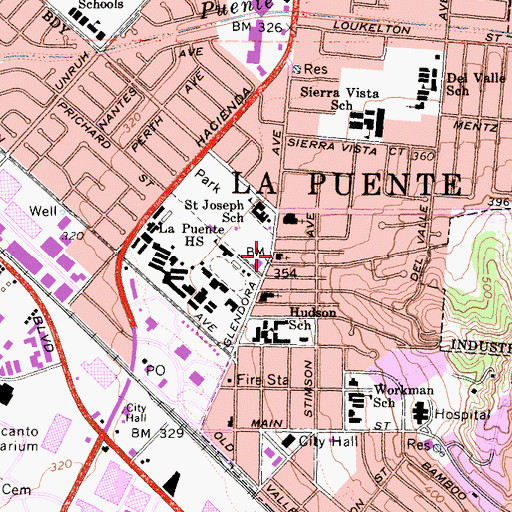Topographic Map of First United Methodist Church, CA