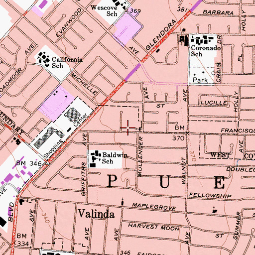 Topographic Map of Immanuel Southern Baptist Church, CA