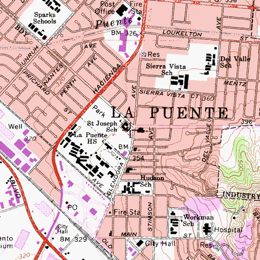 Topographic Map of Saint Joseph Church, CA