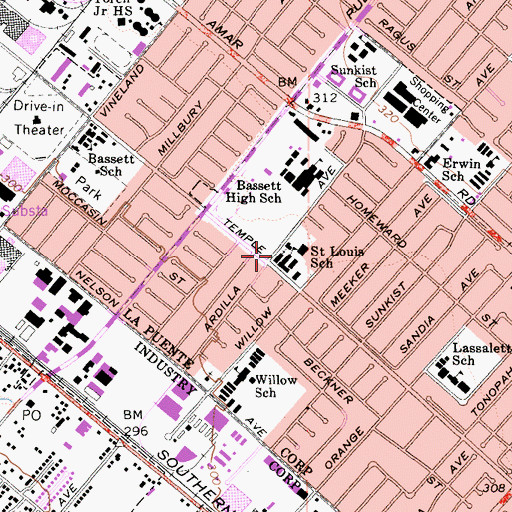 Topographic Map of Saint Louis of France Church, CA
