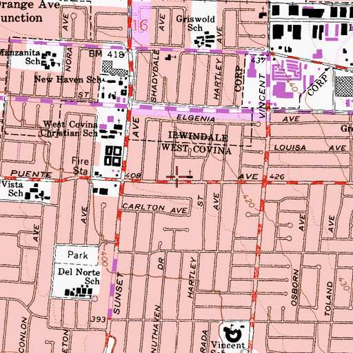 Topographic Map of West Covina Buddhist Temple, CA