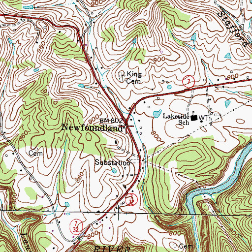 Topographic Map of Newfoundland Post Office (historical), KY