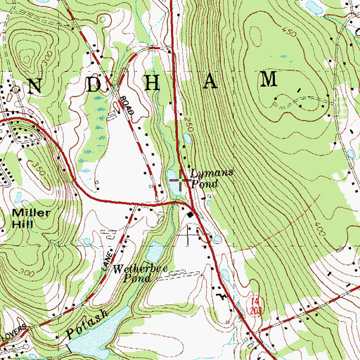Topographic Map of Lymans Pond, CT