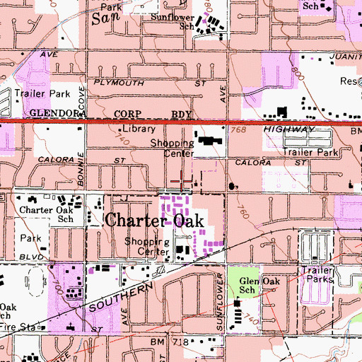 Topographic Map of Community of Christ Church, CA
